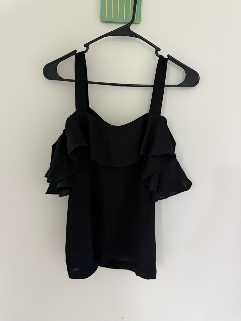 J. Crew Black Ruffle Cold-Shoulder Blouse